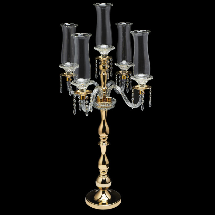 Bala 39" Crystal Candelabra 5 arm Glass Hurricane Globes Wayfair